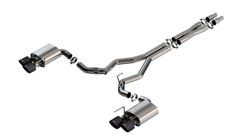 Borla 2024 Ford Mustang Dark Horse 5.0L V8 w/Active Exhaust ATAK Cat-Back Exhaust System - CF Tips Catback Borla