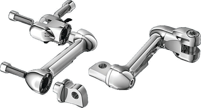 Kuryakyn 4in Adjustable Lockable Offsets With Male Mount Adapter Chrome Footpegs Kuryakyn