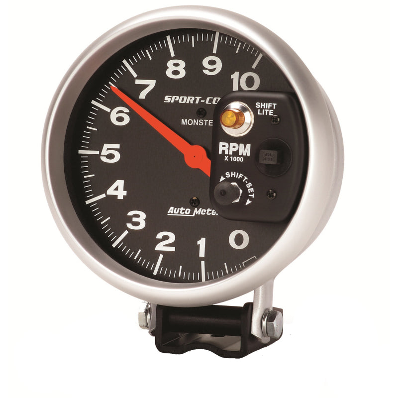 Autometer Sport-Comp 5 inch 10,000 RPM Pedestal Mount Tachometer (Shift-Lite on Control Shield) Gauges AutoMeter