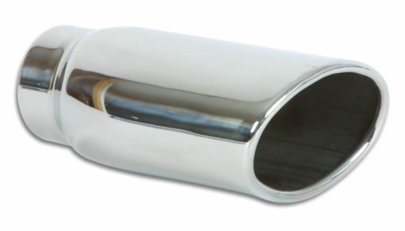 Vibrant 4.5in x 3in Oval SS Exhaust Tip (Single Wall Angle Cut Rolled Edge) Tips Vibrant