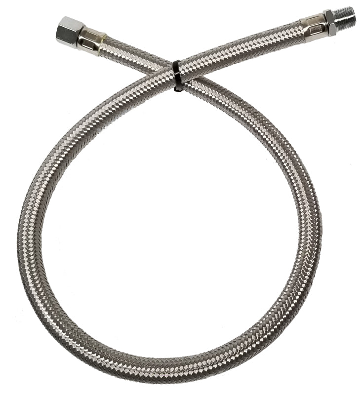 Kleinn 28In Stainless Steel Braided Leader Hose Extension - 1/4In F NPT Inlet/ 1/4In M NPT Outlet Horn Accessories Kleinn Air Horns