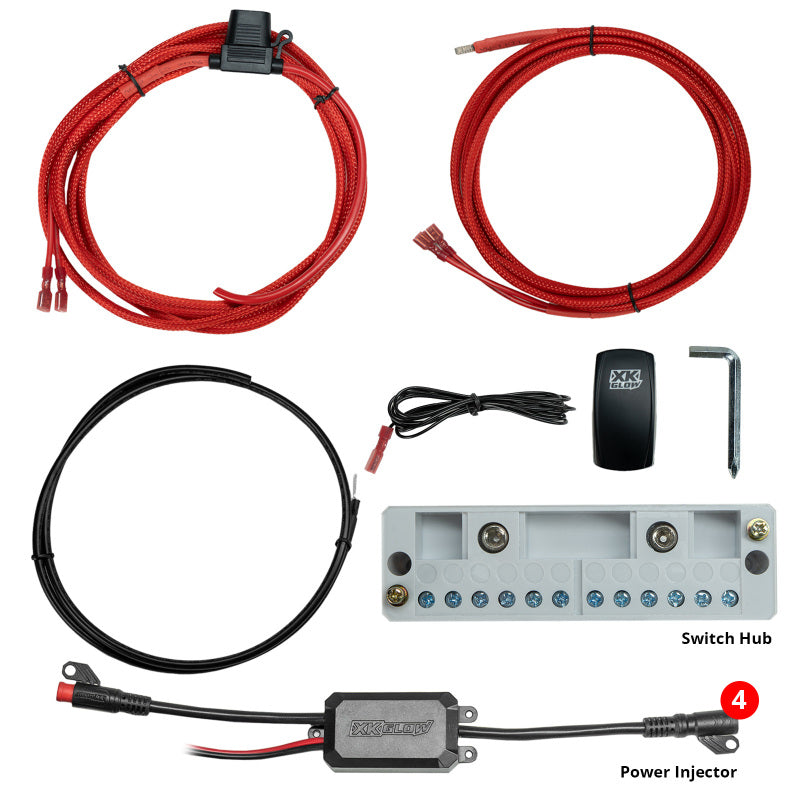 XK Glow XKmax RGB Fiber Optic LED Interior Automotive Ambient Light Kit - 4x43in Light Accessories and Wiring XKGLOW