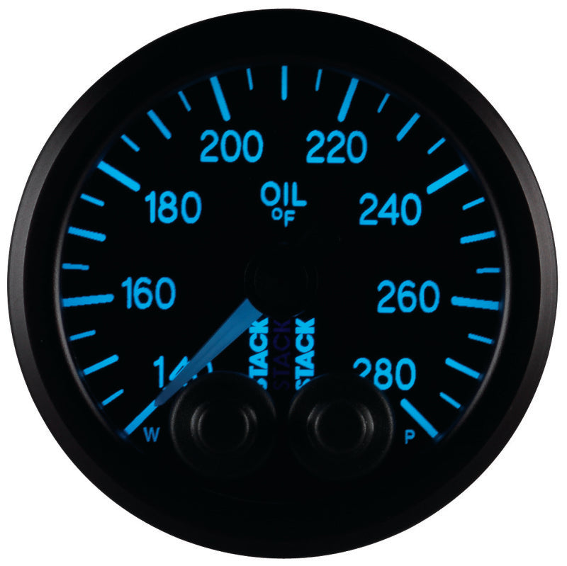 Autometer Stack Instruments 52mm 140-280 Deg F 1/8in NPTF Male Pro Control Oil Temp Gauge - Black Gauges AutoMeter