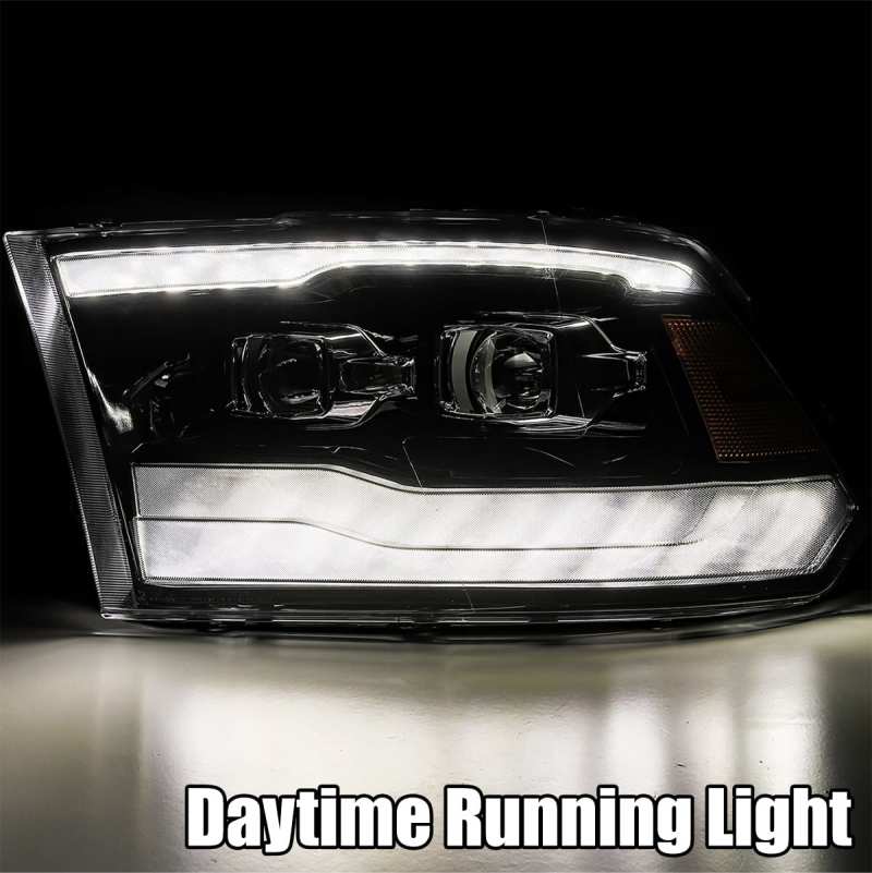 AlphaRex 09-18 Dodge Ram 1500HD PRO-Series Projector Headlights Plank Style Chrome w/Seq Signal/DRL Headlights AlphaRex