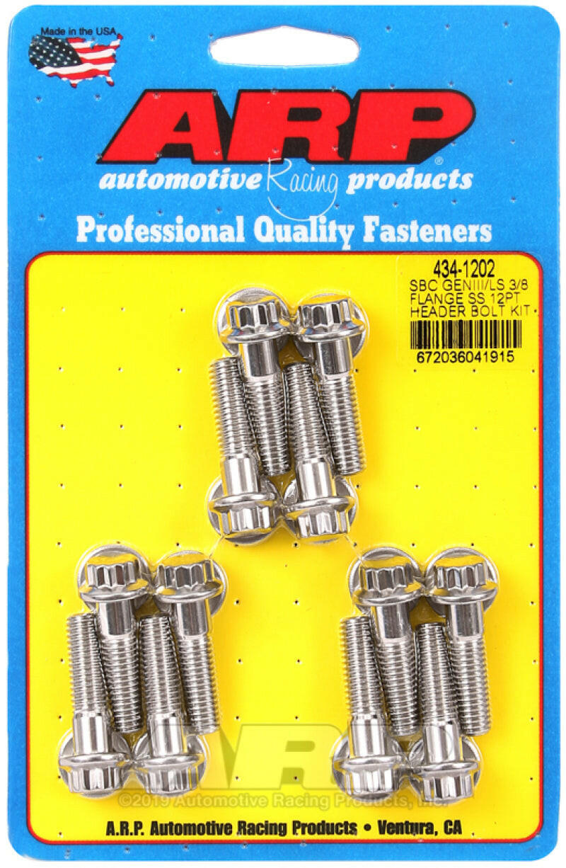 ARP Chevy SBC/GenIII LS 3/8in Flange SS 12pt Header Bolt Kit Hardware Kits - Other ARP