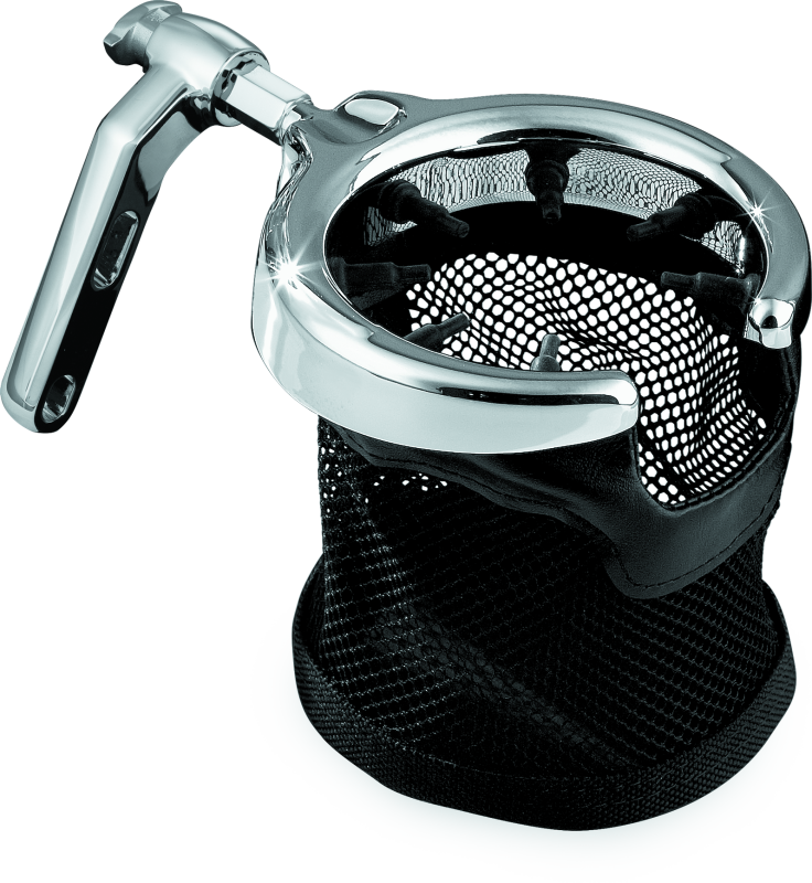 Kuryakyn Drink Holder Mesh Basket with Perch Mount Universal Chrome Cup Holders Kuryakyn