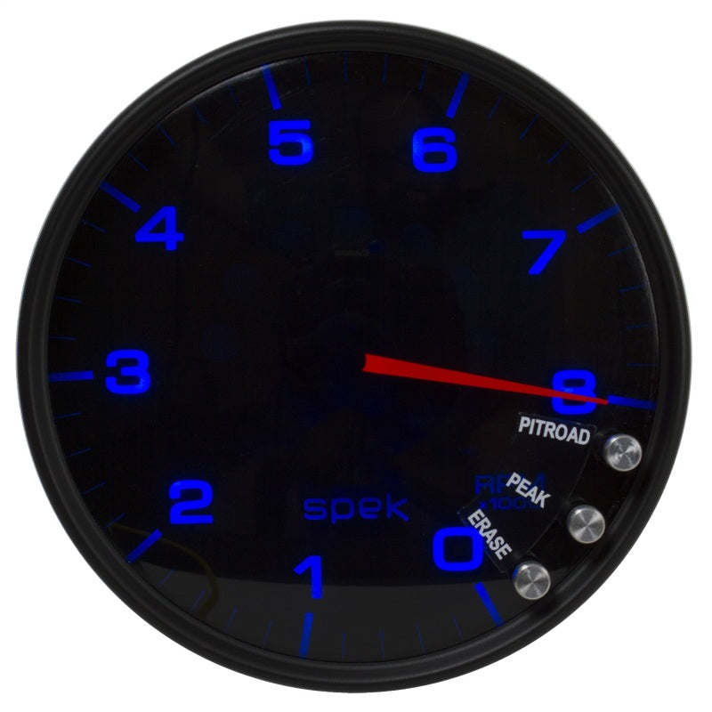 Autometer Spek-Pro Gauge Tachometer 5in 8K Rpm W/Shift Light & Peak Mem Black/Smoke/Black Gauges AutoMeter