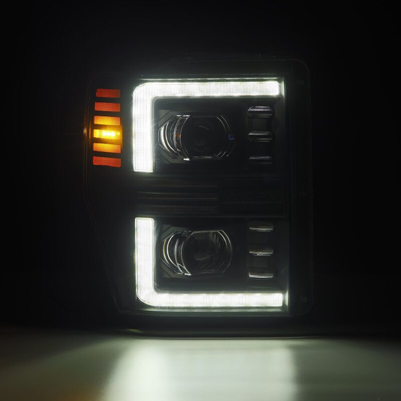 AlphaRex 08-10 Ford F250-550 PRO-Series Projector headlights Black w/Activ Light/Seq Signal Headlights AlphaRex