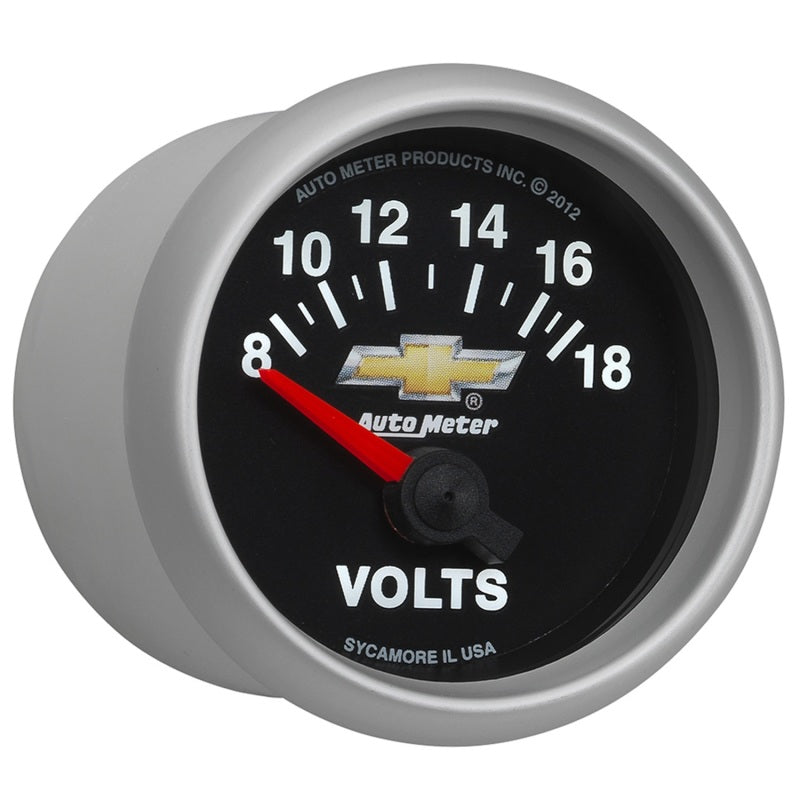 AutoMeter Gauge Voltmeter 2-1/16in. 18V Electric Chevy Gold Bowtie Gauges AutoMeter
