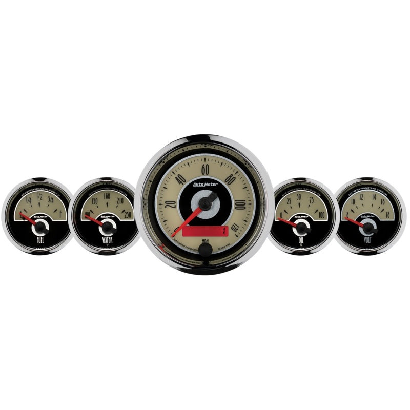 AutoMeter Gauge Kit 5 Pc. 3-3/8in. & 2-1/16in. Elec. Speedometer Cruiser Gauges AutoMeter