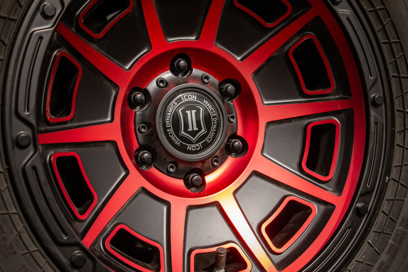 ICON Victory 17x8.5 6x120 0mm Offset 4.75in BS Satin Black w/Red Tint Wheel Wheels - Cast ICON