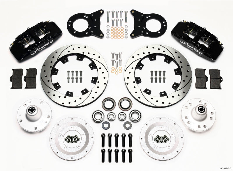 Wilwood Dynapro 6 Front Hub Kit 12.19in Drilled 1965-1969 Mustang Disc & Drum Spindle Big Brake Kits Wilwood