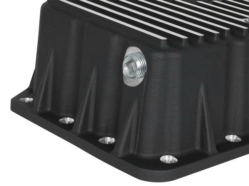 AFE Pro Series Engine Oil Pan Black w/Machined Fins; 11-16 Ford Powerstroke V8-6.7L (td) Diff Covers aFe