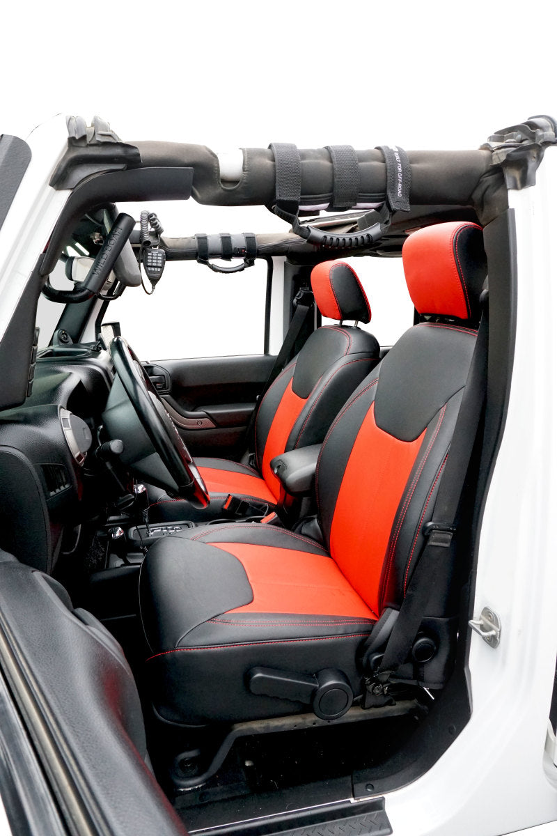 PRP 13-18 Jeep Wrangler JK Front Seat Covers/2 door or 4 door (Pair) - Black/Red Seat Covers PRP Seats