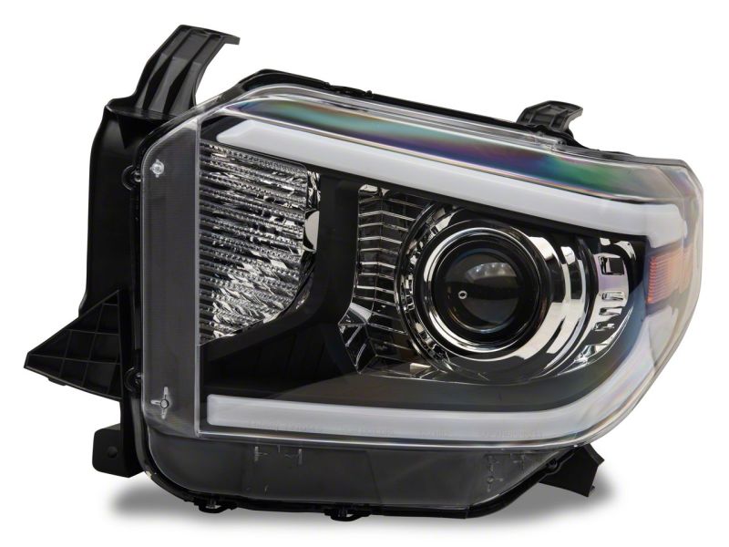 Raxiom 14-21 Toyota Tundra Axial Series Projector Headlights w/ LED Bar- Blk Housing (Clear Lens) Headlights Raxiom
