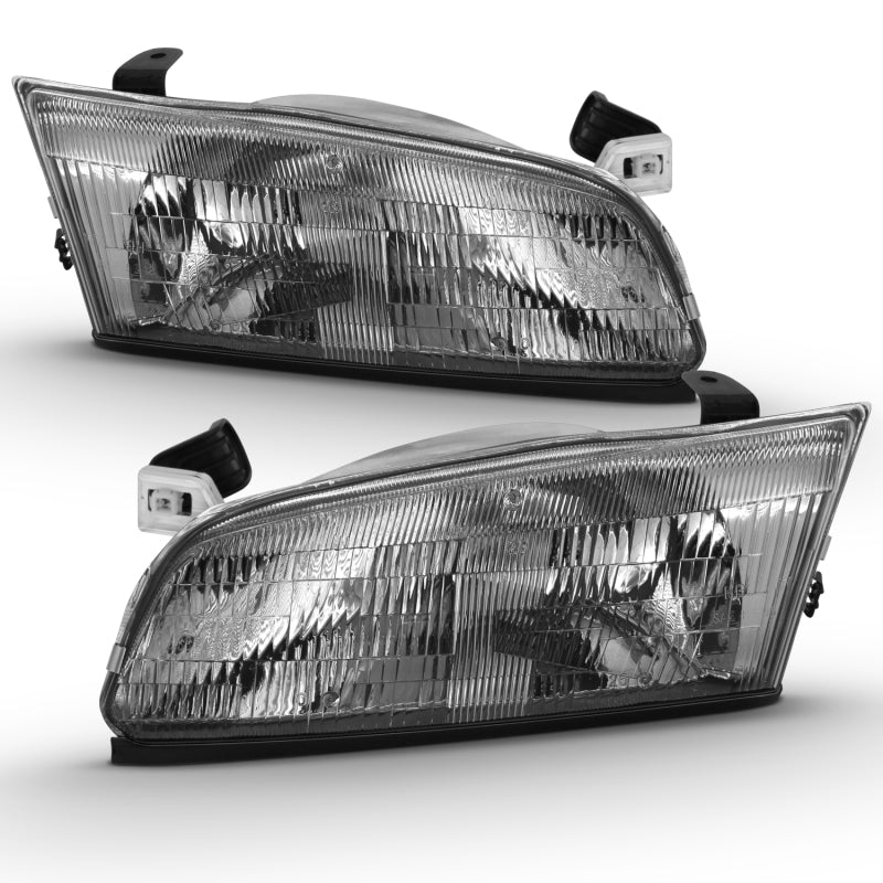 ANZO 1997-1999 Toyota Camry Crystal Headlight Chrome Amber(OE) Headlights ANZO