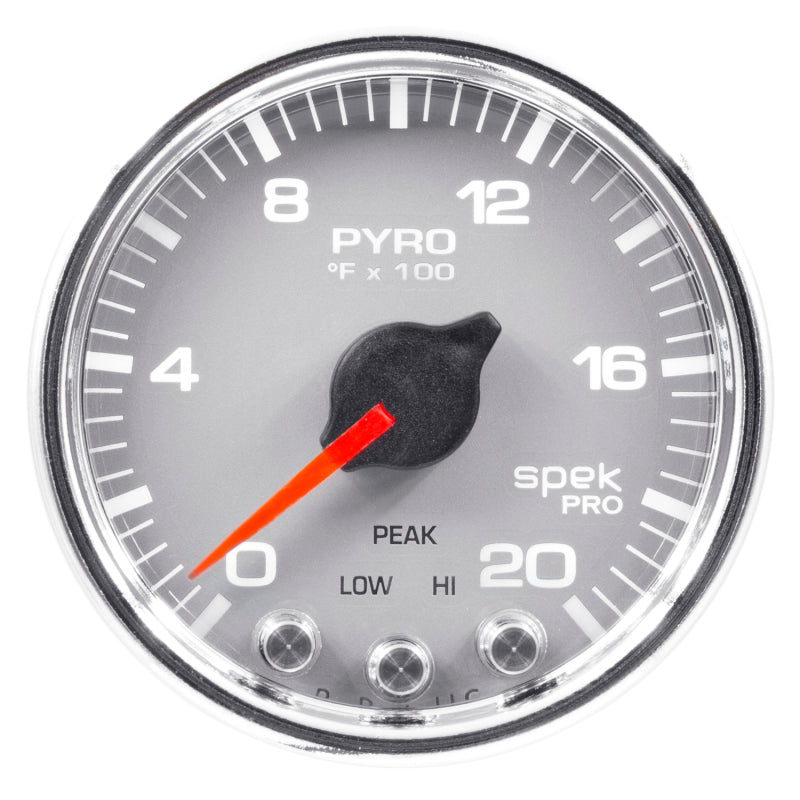 Autometer Spek-Pro Gauge Pyro. (Egt) 2 1/16in 2000f Stepper Motor W/Peak & Warn Slvr/Chrm Gauges AutoMeter