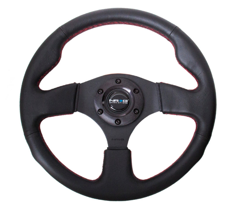 NRG Reinforced Steering Wheel (320mm) Leather w/Red Stitch Steering Wheels NRG