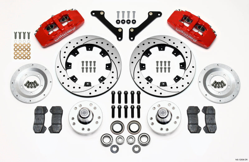 Wilwood Dynapro 6 Front Hub Kit 12.19in Drilled Red 79-81 Camaro Big Brake Kits Wilwood