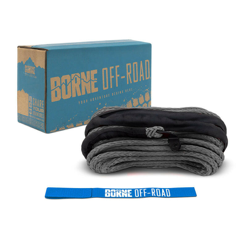 Borne Off-Road Synthetic Rope - 3/8in x 85ft - Grey Winch Accessories Borne Off-Road