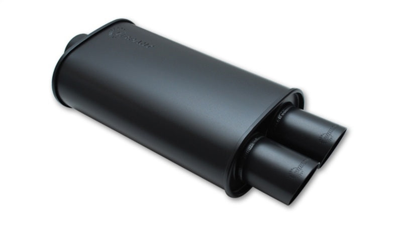 Vibrant StreetPower FLAT BLACK Oval Muffler with Dual 3in Outlet - 3in inlet I.D. Muffler Vibrant