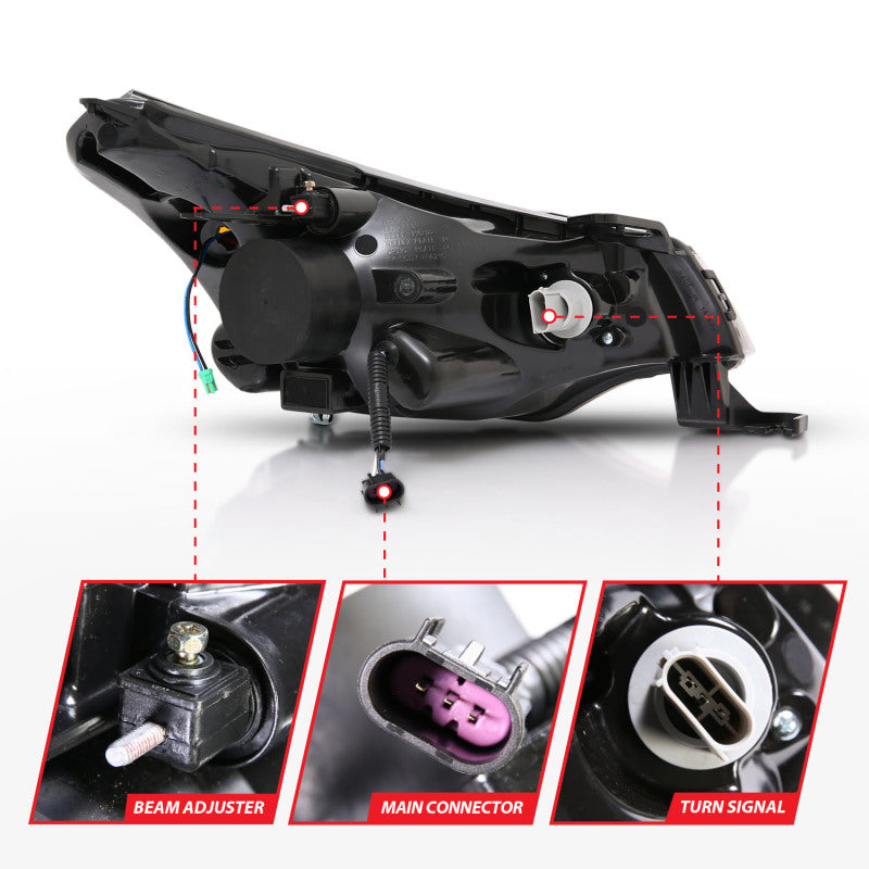 ANZO 2008-2011 Ford Focus Projector Headlights Black Headlights ANZO