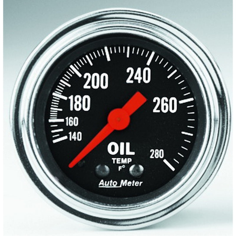 Autometer Traditional Chrome 2-1/16in 140-280 Deg F Mechanical Oil Temp Gauge Gauges AutoMeter