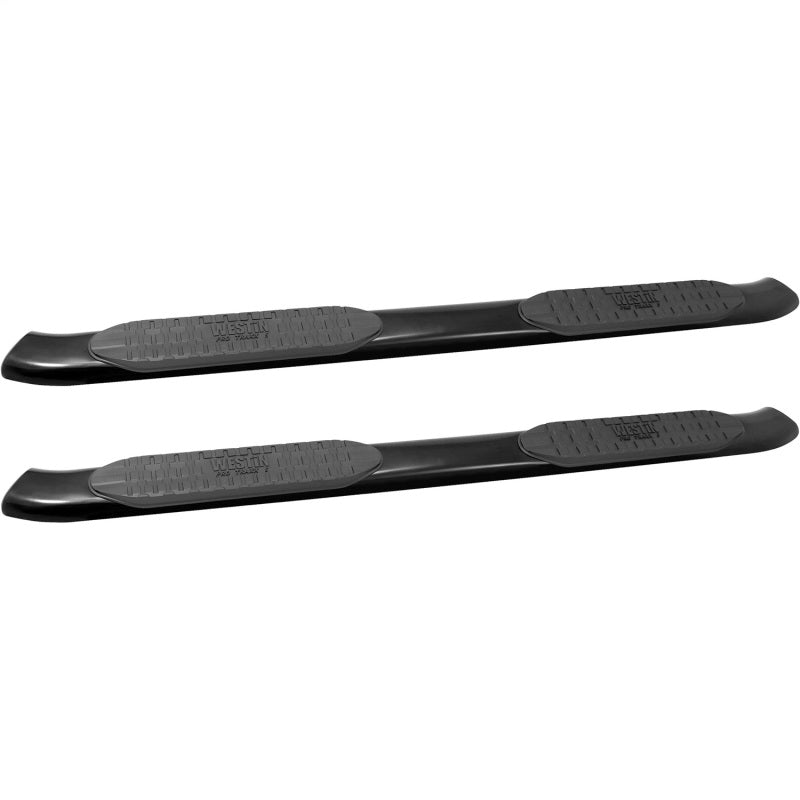 Westin 2014-2018 Chevrolet/GMC Silverado Sierra 1500 Dbl Cab PRO TRAXX 5 Oval Nerf Step Bars - Black Nerf Bars Westin