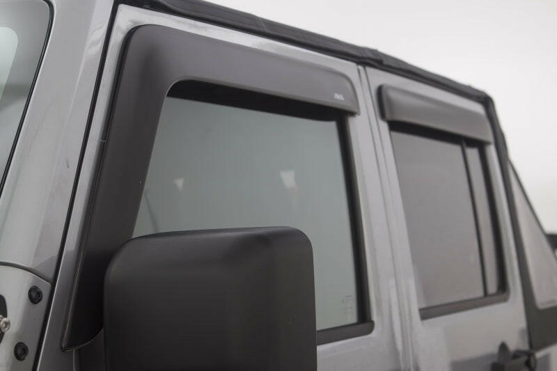 AVS 07-18 Jeep Wrangler Unlimited Ventvisor Low Profile Window Deflectors 4pc - Matte Black Wind Deflectors AVS