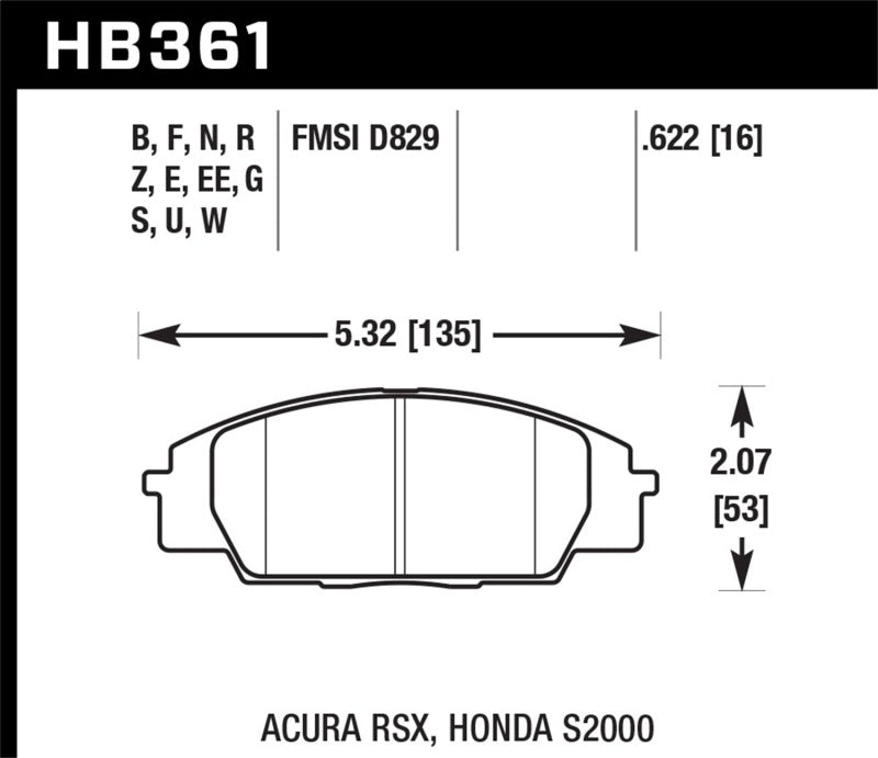 Hawk 02-06 Acura RSX / 06-11 Honda Si / 00-09 S2000 HT-10 Race Front Brake Pads Brake Pads - Racing Hawk Performance