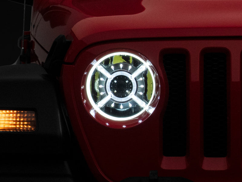 Raxiom 18-22 Jeep Wrangler JL/ JT 9-Inch LED Headlights w/ DRL and Halo- Black Housing (Clear Lens) Headlights Raxiom