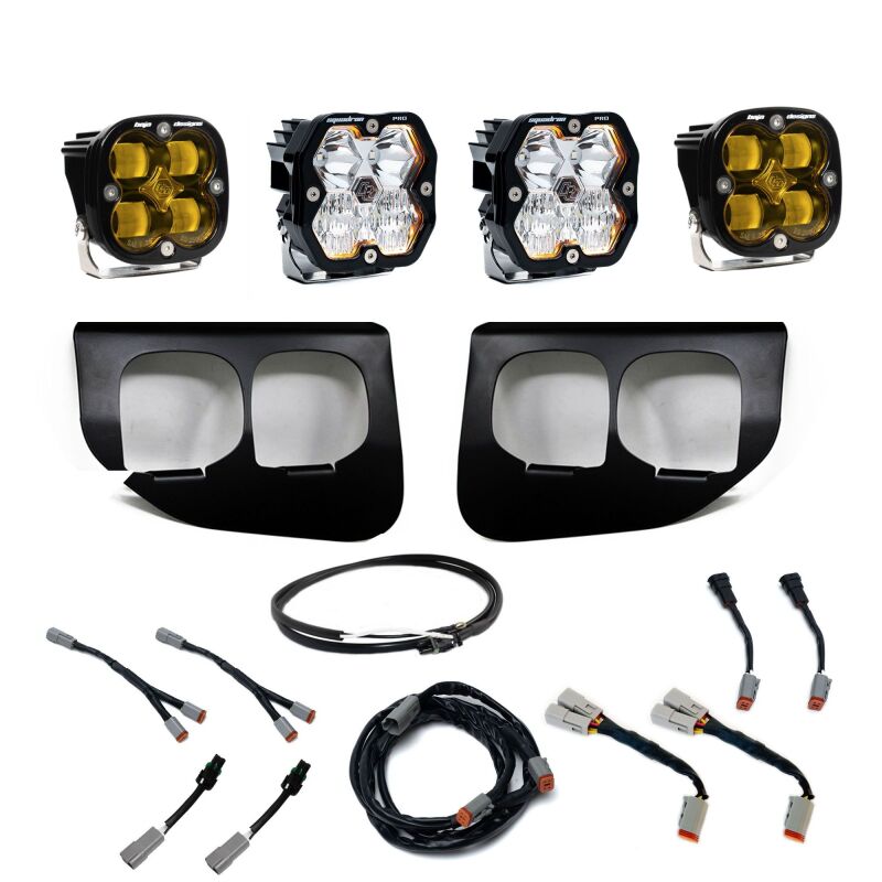 Baja Designs 20-22 Ford SD Squadron Pro/SAE 2.0 Fog Pocket Kit Upfitter (SAE Fog) - Baja Amber Fog Lights Baja Designs