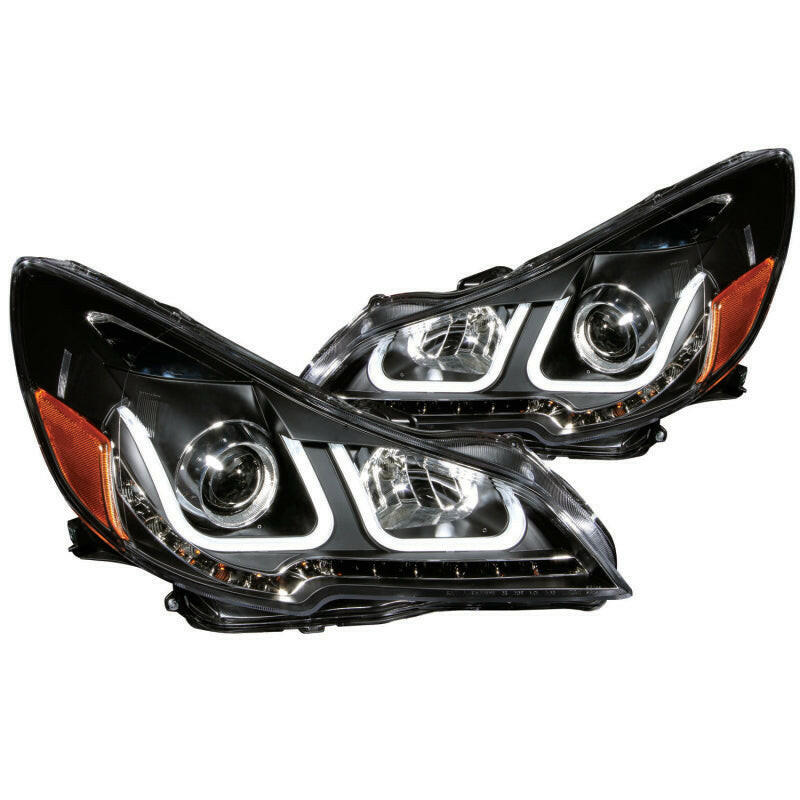 ANZO 2010-2014 Subaru Outback Projector Headlights w/ U-Bar Black Headlights ANZO