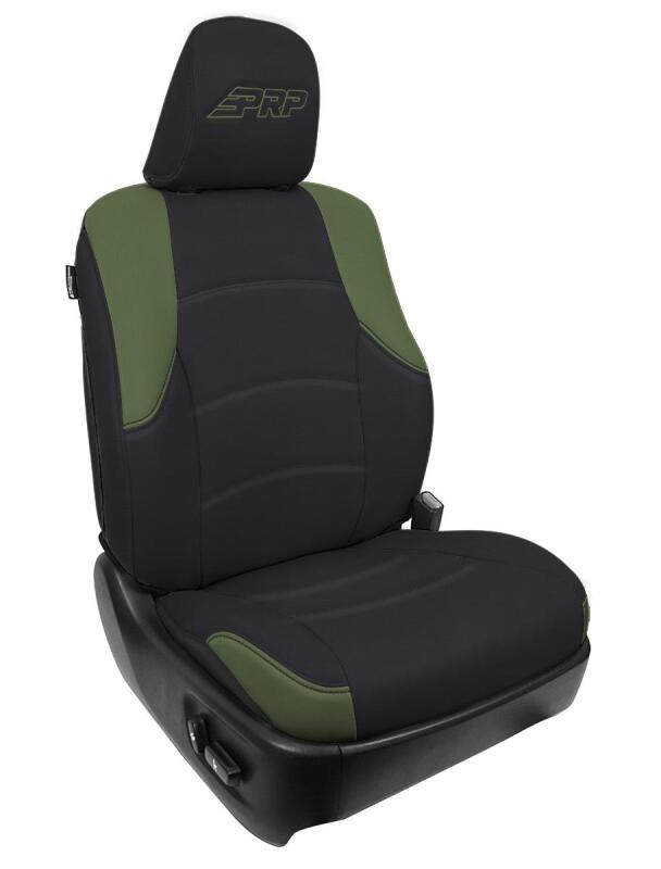 PRP 11-24 Toyota 4Runner Front Seat Covers (Pair) - Black/Olive Green Seat Covers PRP Seats