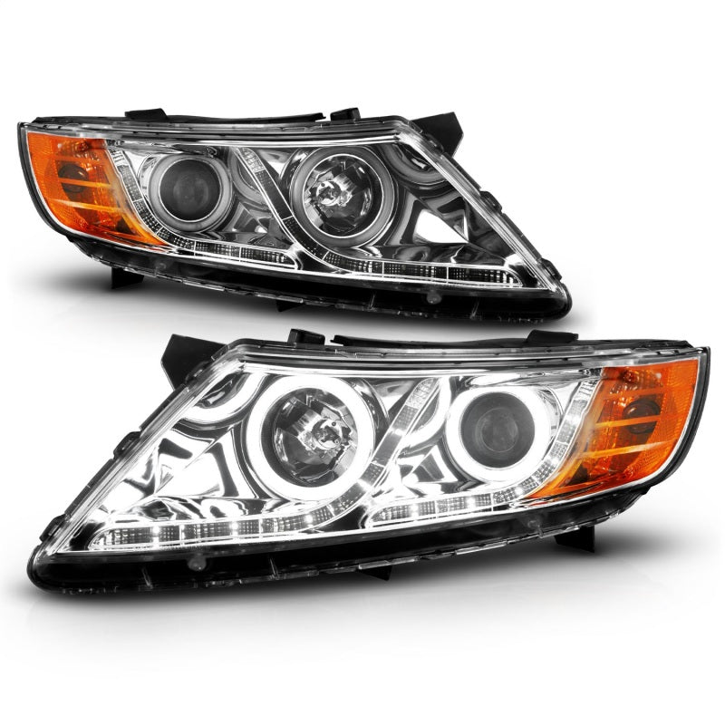 ANZO 2011-2013 Kia Optima Projector Headlights w/ Halo Chrome (CCFL) Headlights ANZO