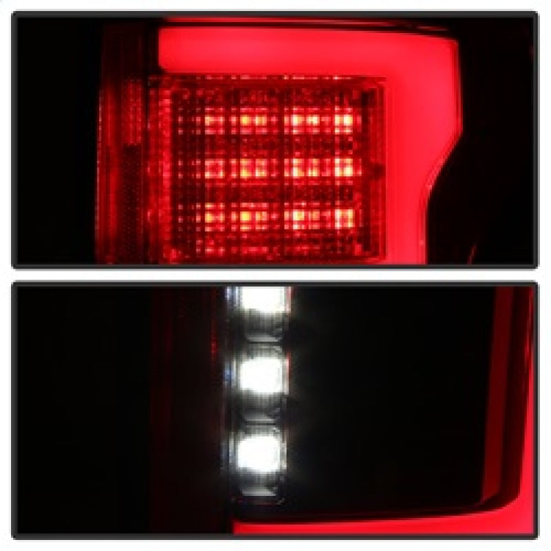 Spyder 15-18 Ford F-150 LED Tail Lights (w/Blind Spot) - Red Clear (ALT-YD-FF15015BS-LBLED-RC) Tail Lights SPYDER