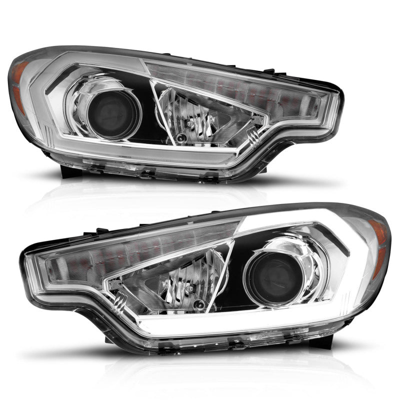 ANZO 2014-2016 Kia Forte Projector Headlights w/ Light Bar Chrome Housing Headlights ANZO