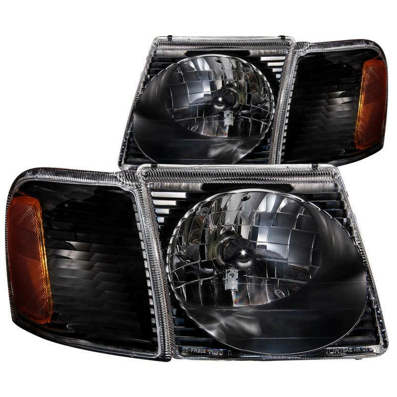 ANZO 2001-2005 Ford Explorer Crystal Headlights Black Headlights ANZO