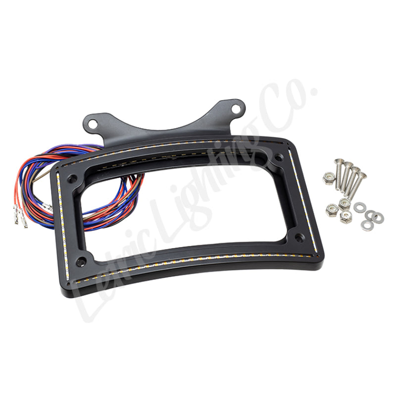 Letric Lighting 10-13 Road Glide Perfect Plate Light Black Curved License Plate Frame License Frame Letric Lighting