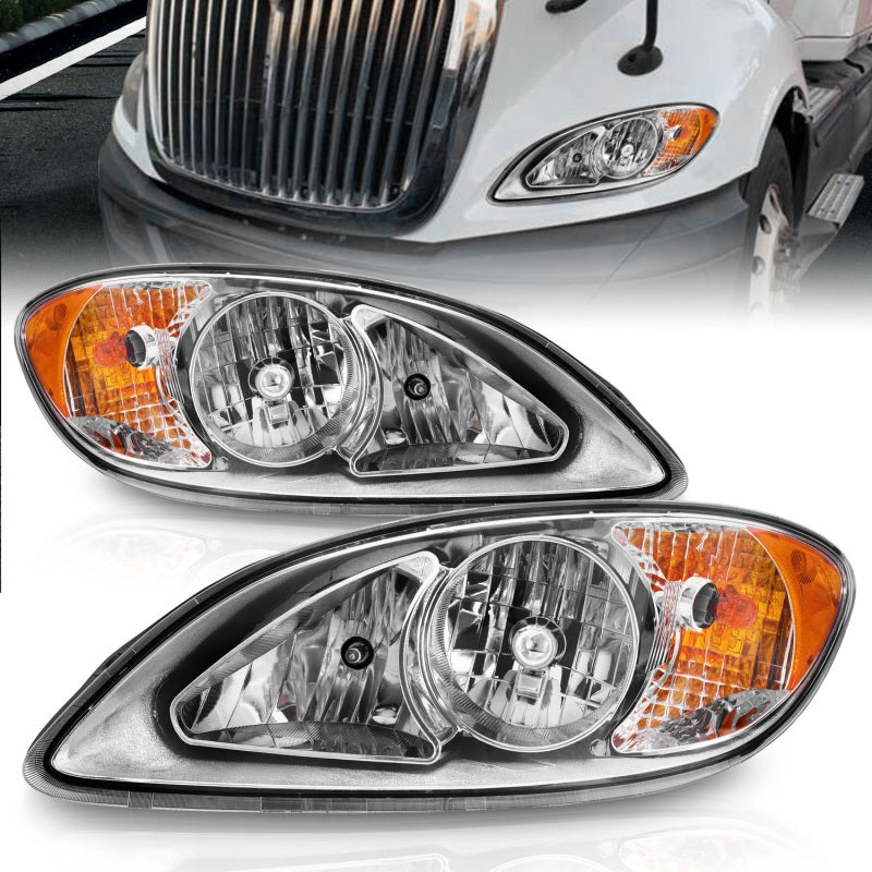 ANZO 2008-2016 International Prostar Crystal Headlights Chrome Housing Headlights ANZO