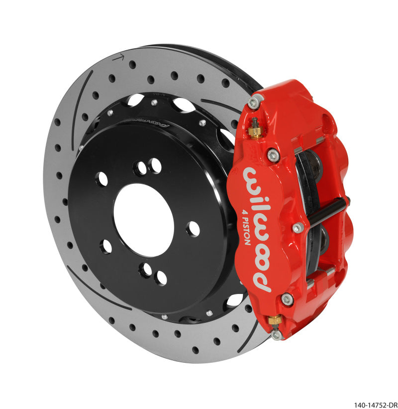 Wilwood Narrow Superlite 4R Rear Kit 12.88in Drilled/Slotted Red 00-06 BMW M3 E46 Big Brake Kits Wilwood