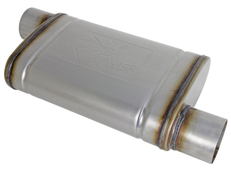 aFe MACH Force-Xp 409 SS Muffler 3in ID Offset/Offset x 4in H x 9in W x 14in L - Oval Body Tips aFe