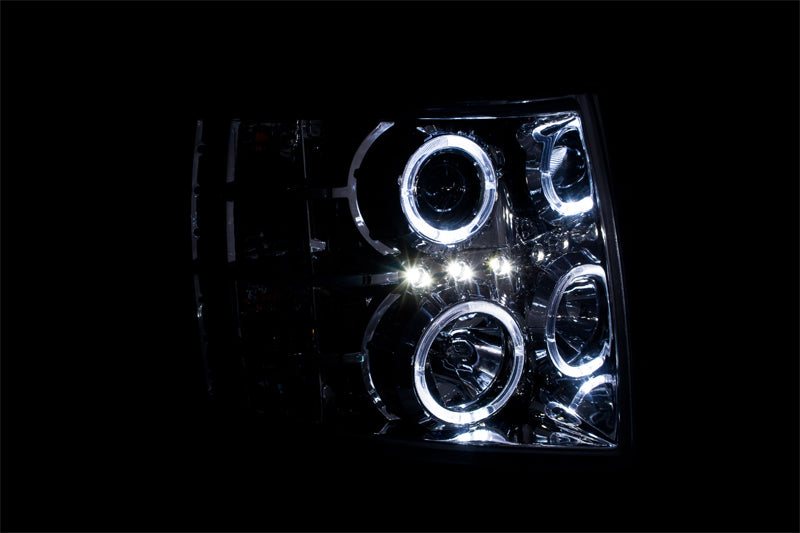 ANZO 2007-2013 Chevrolet Silverado 1500 Projector Headlights w/ Halo Chrome Headlights ANZO