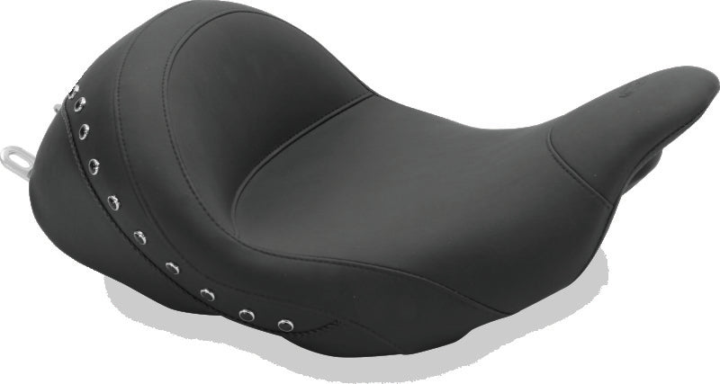 Mustang 08-21 Harley Electra Glide Std,Rd Glide,Rd King,Str Glide Lowdown Solo Seat w/Studs - Black Solo Motorcycle Seats Mustang Motorcycle