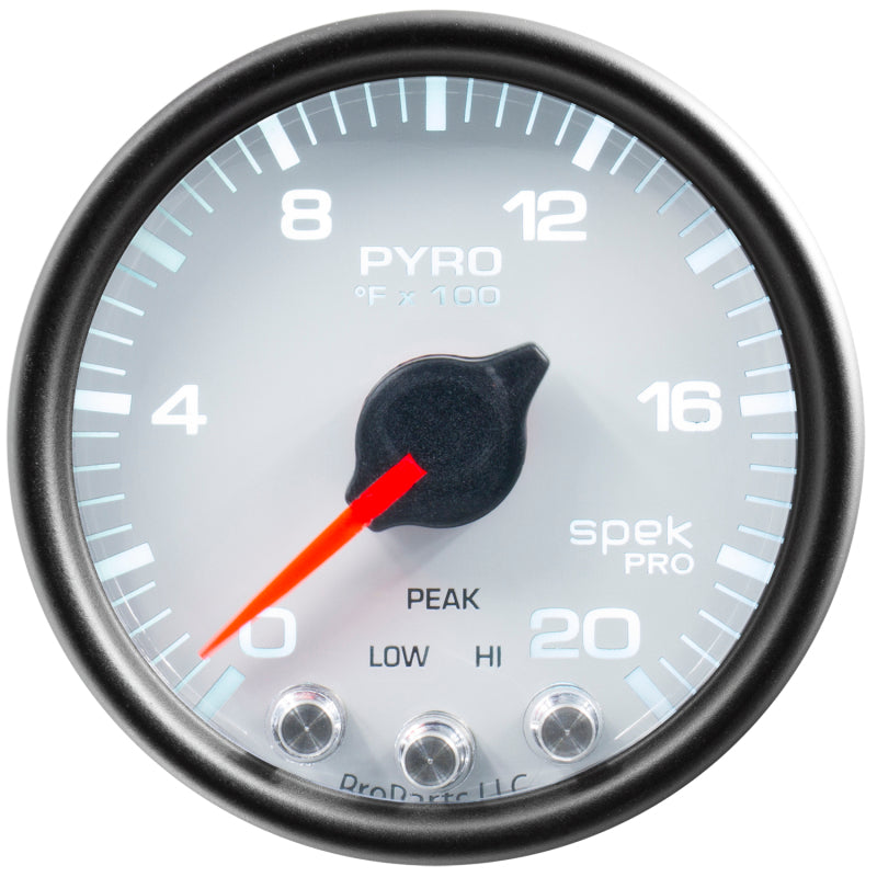 Autometer Spek-Pro Gauge Pyro. (Egt) 2 1/16in 2000f Stepper Motor W/Peak & Warn Wht/Blk Gauges AutoMeter