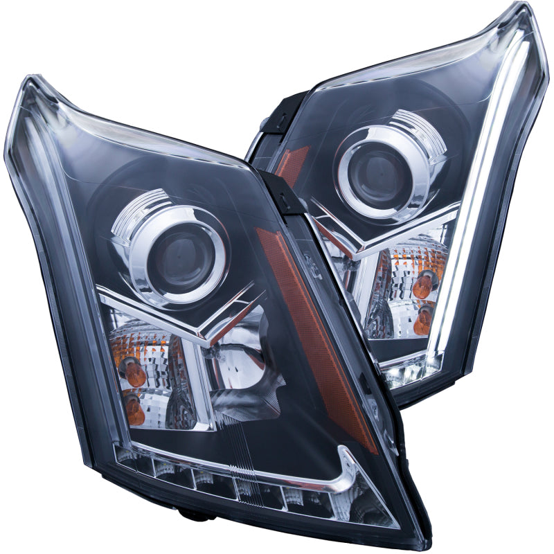 ANZO 2010-2015 Cadillac SRX Projector Headlights w/ Plank Style Design Black Headlights ANZO
