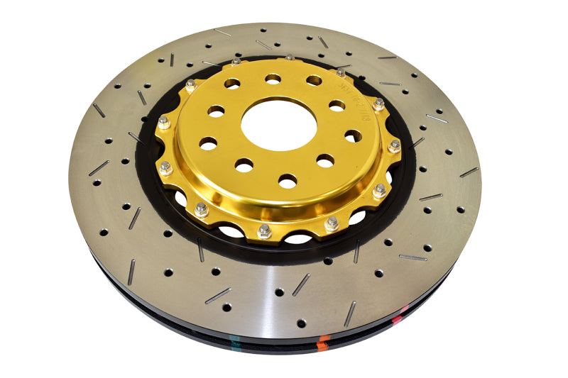 DBA 04-07 STi/2017 BRZ w/Perf. Pkg. 10 Hole Front Drilled/Slotted 5000 Series 2 Pc Rotor w/Gold Hat Brake Rotors - 2 Piece DBA