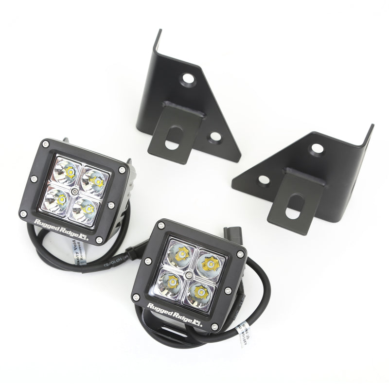 Rugged Ridge 76-95 Jeep Wrangler CJ/YJ Square Windshield LED Kit w/ Brackets Light Bars & Cubes Rugged Ridge