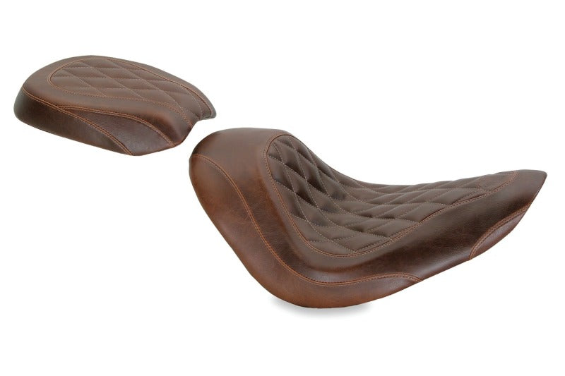 Mustang 06-17 Harley Softail Wide Tire (200mm)Wide Tripper Solo Seat - Distressed Brown Solo Motorcycle Seats Mustang Motorcycle