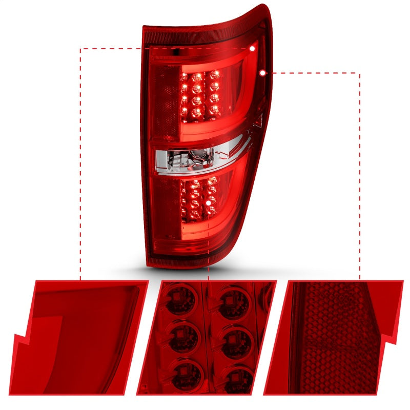 ANZO 2009-2013 Ford F-150 LED Taillights Red/Clear Tail Lights ANZO